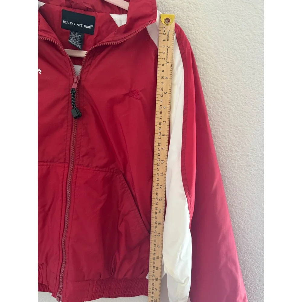 Healthy Attitude Windbreaker Jacket Small Red White American Spirit Baseball Zip